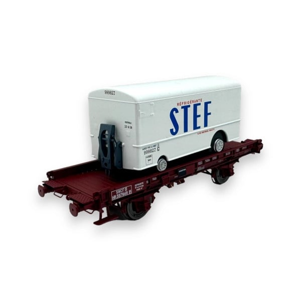 [HO] : Wagon UFR monoporteur + Remorque frigo « STEF », SNCF, Ep. III – WB650