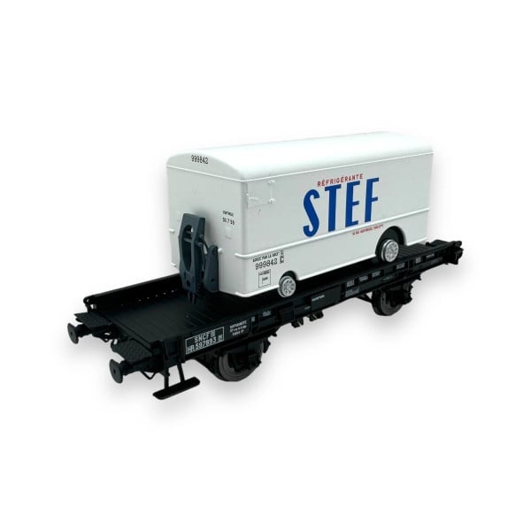 [HO] : Wagon UFR monoporteur + Remorque frigo « STEF », SNCF, Ep. III – WB651