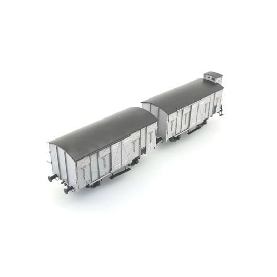 [HO] : Coffret de 2 wagons couvert OCEM 19, livrée gris, MIDI, Ep. II - WB683