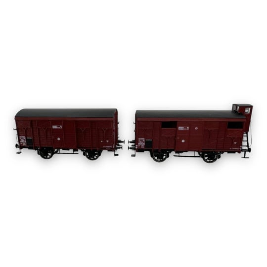 [HO] : Coffret de 2 wagons couvert PLM 20t, livrée rouge Sideros, PLM, Ep. II - WB696