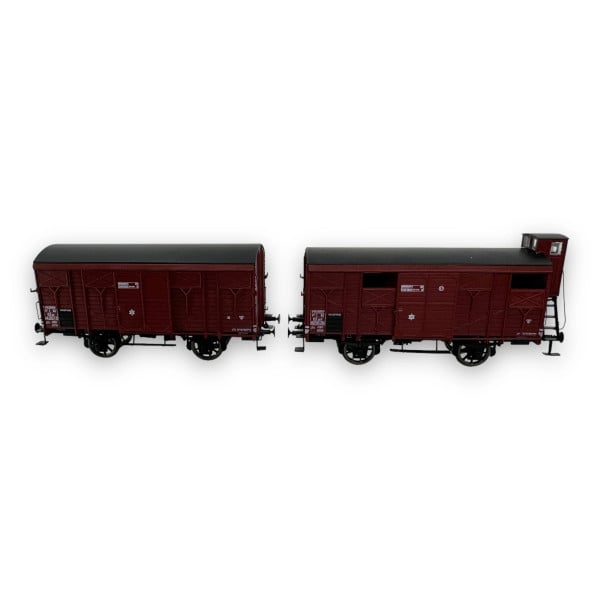 [HO] : Coffret de 2 wagons couvert PLM 20t, livrée rouge Sideros, PLM, Ep. II - WB696