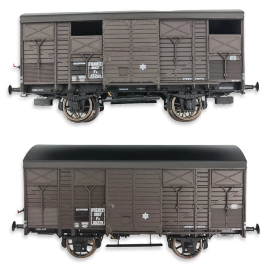 [HO] : Coffret de 2 wagons ex-couverts primeurs 20t PLM, livrée brun 540, SNCF, Ep. IIIa - WB737