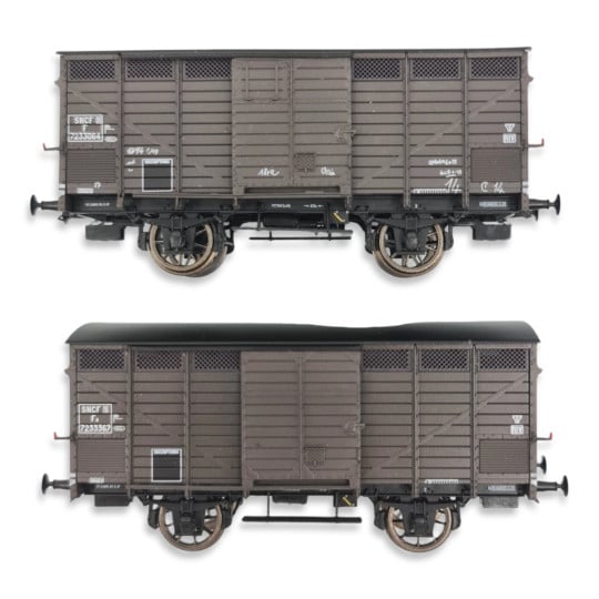 [HO] : Coffret de 2 wagons primeurs type 2 & 3 ex-10T PLM, livrée brun 540, SNCF, Ep. IIIa - WB745