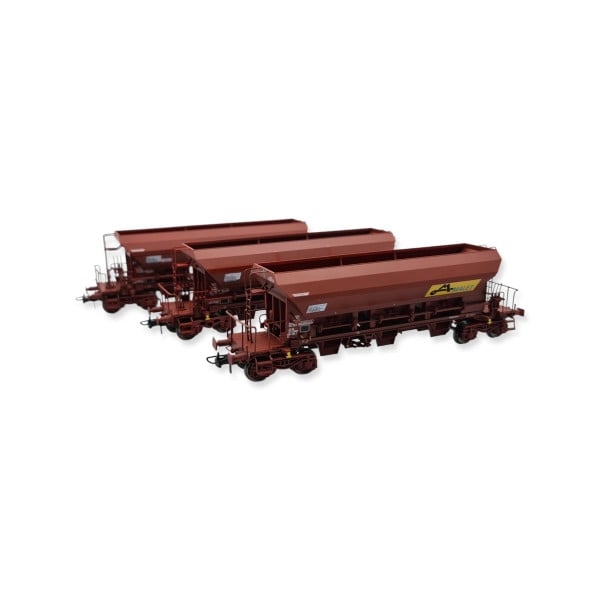[HO] : Coffret de 3 wagons trémie F70 Facs « STVA » « SWG » « Mallet », SNCF, Ep. V-VI – WB803