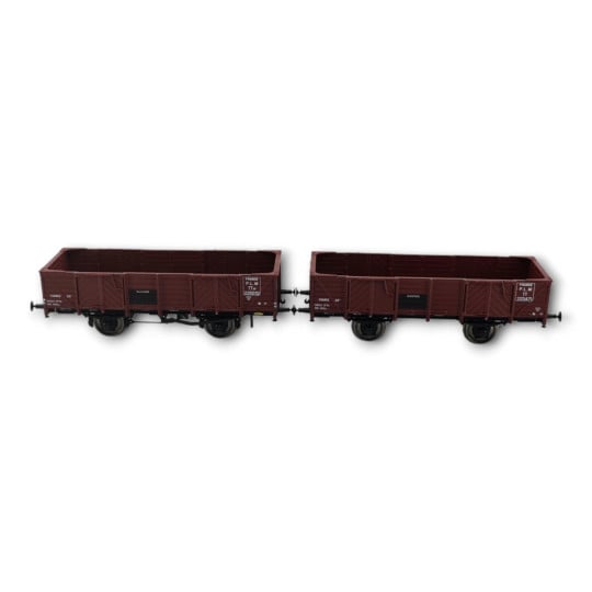 [HO] : Coffret de 2 wagons tombereaux 4 portes bois, rouge sidéros, PLM, Ep. II – WB814