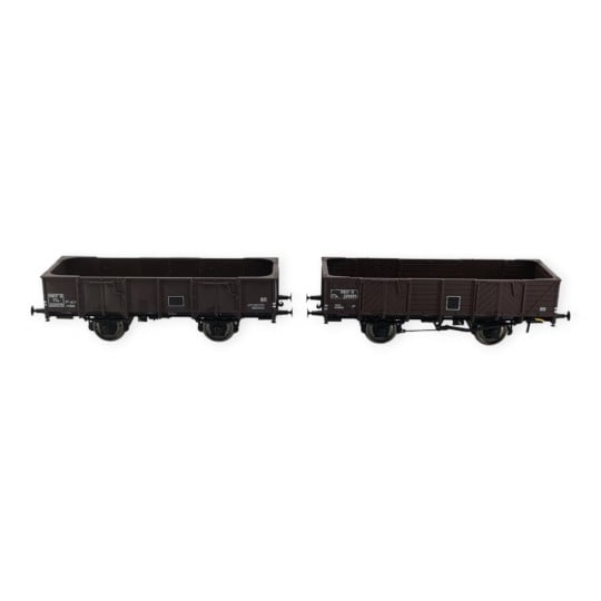 [HO] : Coffret de 2 wagons tombereaux ex-PLM 4 portes, brun wagon 540, SNCF, Ep. IIIa – WB819