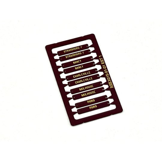 [HO] : Plaques d’itinéraires pour voiture postale EST 1, RAL 3005 [x 10] – XB017