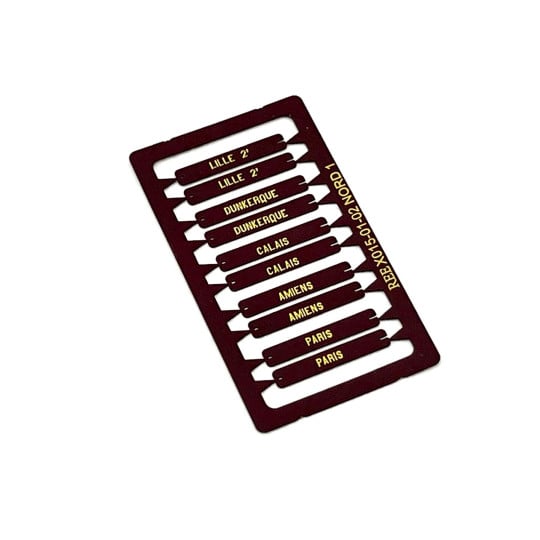 [HO] : Plaques d’itinéraires pour voiture postale NORD 1, RAL 3005 [x 10] – XB018