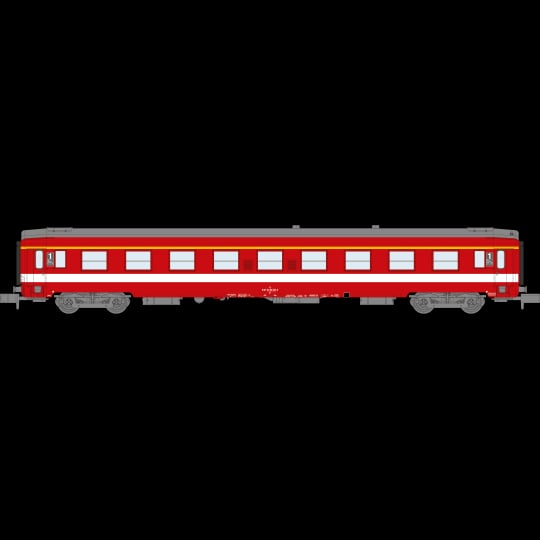 [N] : Voiture UIC A9, Livrée rouge ex « Capitole », bandeau jaune – porte rouge, Ep. IV – MIKADOTRAIN NW331
