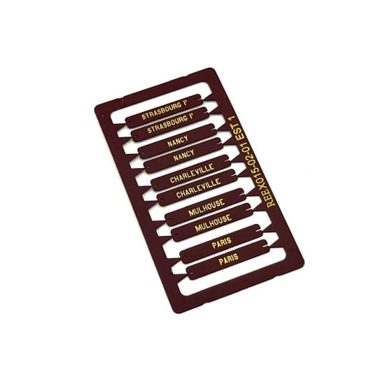 [HO] : Plaques d’itinéraires pour voiture postale EST 1, RAL 3005 [x 10] – XB023
