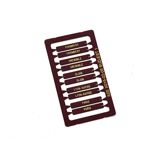 [HO] : Plaques d’itinéraires pour voiture postale SUD-EST 1, RAL 3005 [x 10] – XB027