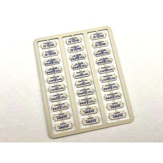 [HO] : Plaques d’itinéraires pour voitures voyageurs, Lettres Bleues, Région Ouest [x 30] – XB054