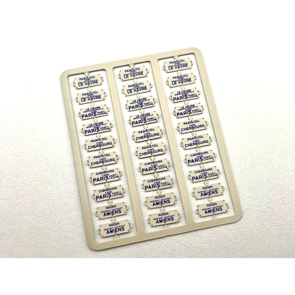 [HO] : Plaques d’itinéraires pour voitures voyageurs, Lettres Bleues, Région Ouest [x 30] – XB054