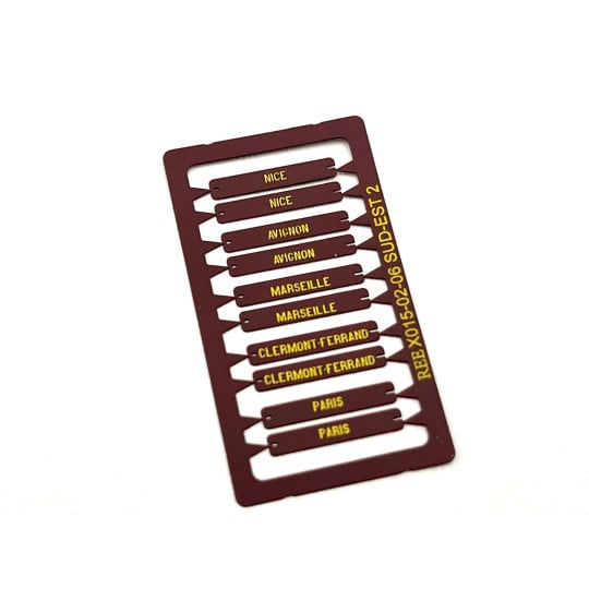 [HO] : Plaques d’itinéraires pour voiture postale SUD-EST 2, RAL 3005 [x 10] – XB028