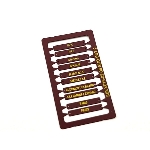 [HO] : Plaques d’itinéraires pour voiture postale SUD-EST 2, RAL 3005 [x 10] – XB028