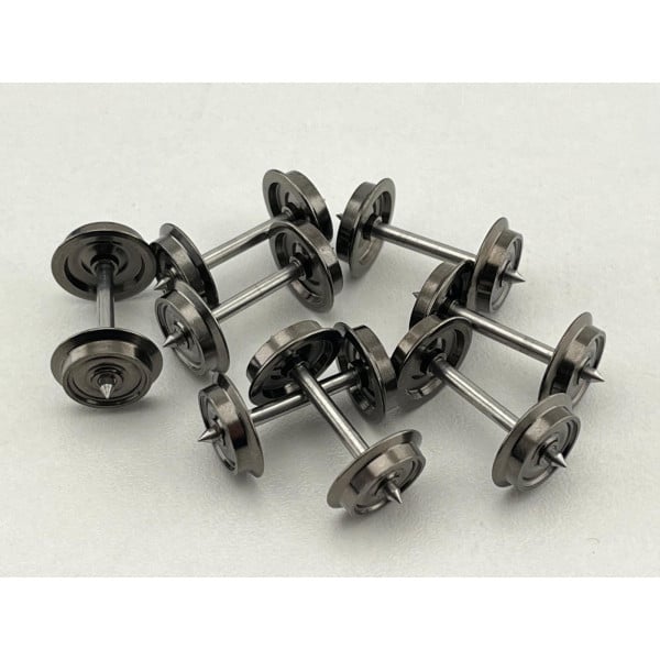 [HO] : Set de 8 essieux D9320 pour voitures voyageurs / wagons à bogies pour système 3 rails (AC) – XB25308