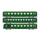 [HO] : Set de 3 voitures allégées ÉTAT « Saucisson » A8, B10 et A6d, vert 301, SNCF Ep. IV (Nouveaux N° de voitures) – VB499