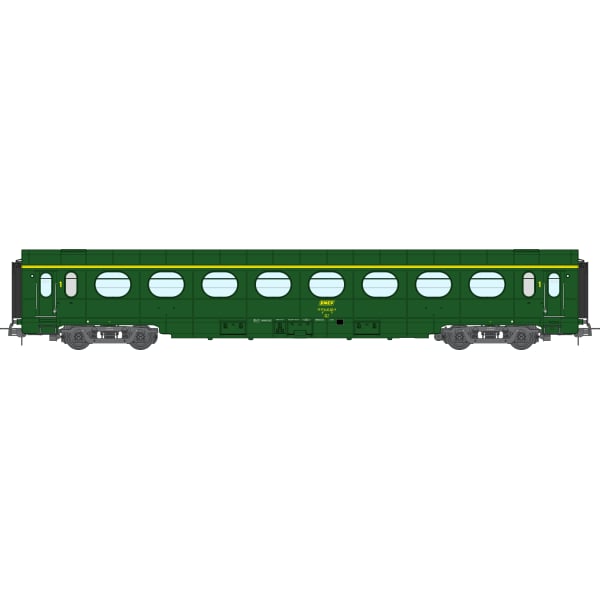 [HO] : Set de 3 voitures allégées ÉTAT « Saucisson » A8, B10 et A6d, vert 301, SNCF Ep. IV (Nouveaux N° de voitures) – VB499