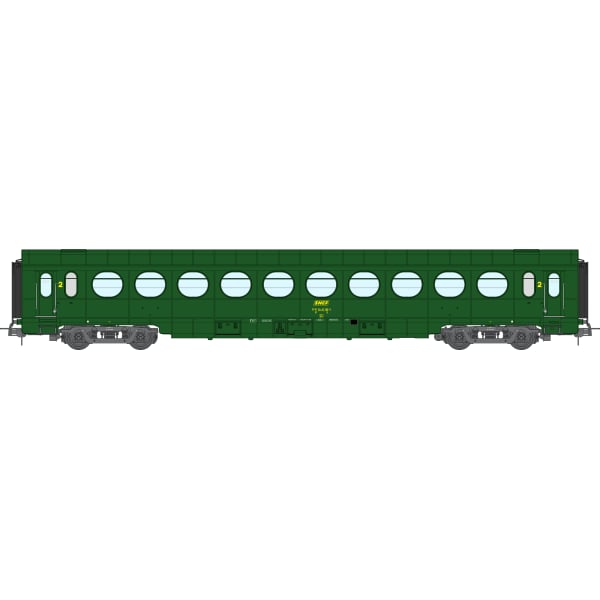 [HO] : Set de 3 voitures allégées ÉTAT « Saucisson » A8, B10 et A6d, vert 301, SNCF Ep. IV (Nouveaux N° de voitures) – VB499