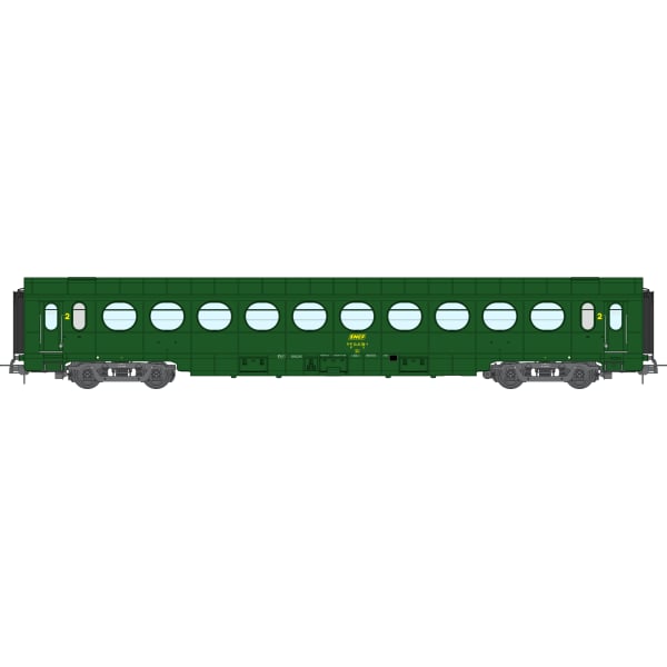 [HO] : Set de 3 voitures allégées ÉTAT « Saucisson » B10, B10 et B5d, vert 301, SNCF Ep. IV (Nouveaux N° de voitures) – VB500