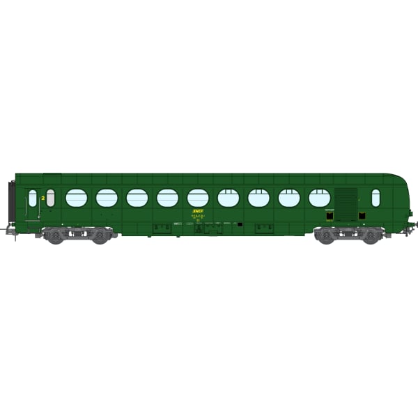 [HO] : Set de 3 voitures allégées ÉTAT « Saucisson » B10, B10 et B5d, vert 301, SNCF Ep. IV (Nouveaux N° de voitures) – VB500