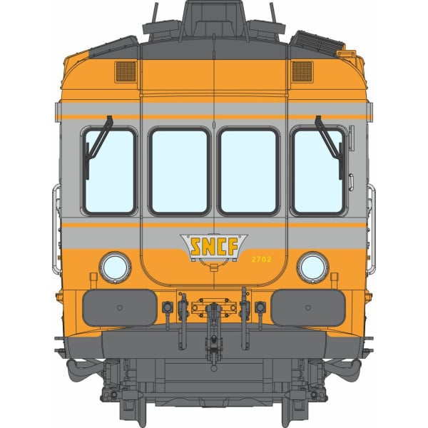 [HO] : Autorail RGP 2 X-2702 Moderne Orange-Alu, Ep. IV-V, Analogique - MB174