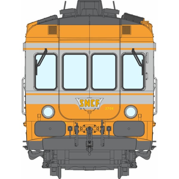 [HO] : Autorail RGP 2 X-2706 Moderne Orange-Béton, Ep. IV-V, DCC Sound - MB175S
