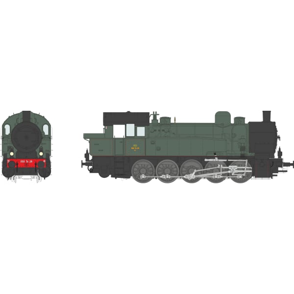 [HO] : Locomotive à vapeur Ex-T16 Allemande SNCF 050 TA 28 Sud-Est, Ep. III, DC/AC – MBE006