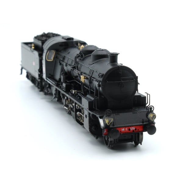 [HO] : Locomotive à vapeur 141 C 579 + Tender 23 m³ 23.180 Noire, Ep. III, Analogique - REE MB158