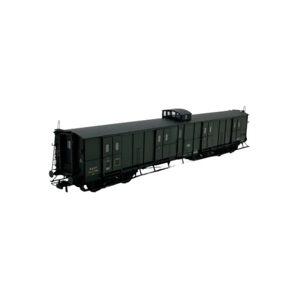 [HO] : Fourgon à bogies Ex PLM avec vigie, Vert 306 à toit noir, SNCF, Ep. III – VB358