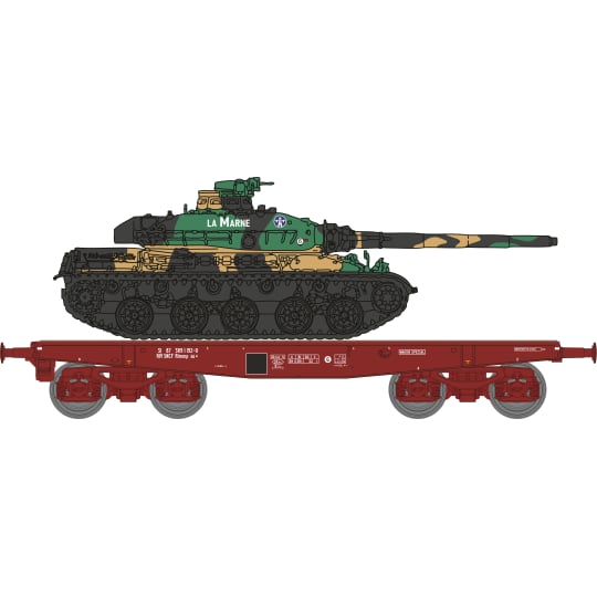 Wagon Porte-Char SSym46 SNCF Ep.IV + CHAR AMX-30 "LA MARNE"