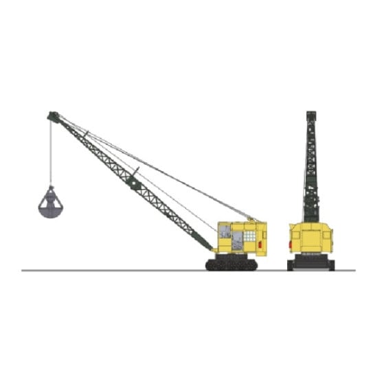 Véhicule [HO] : Excavatrice BONDY sur chenille jaune – REE CB159