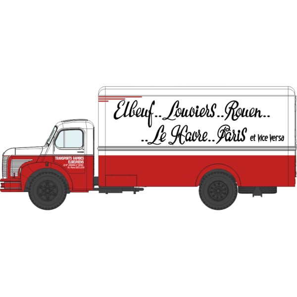 Véhicule [HO] : Camion BERLIET GLC 6, fourgon « TRANSPORT ELBEUVIENS » – CB117