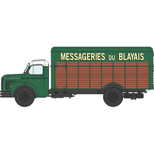 Véhicule [HO] : Camion BERLIET GLC 6, fourgon bois « MESSAGERIE DU BLAYAIS » – CB118