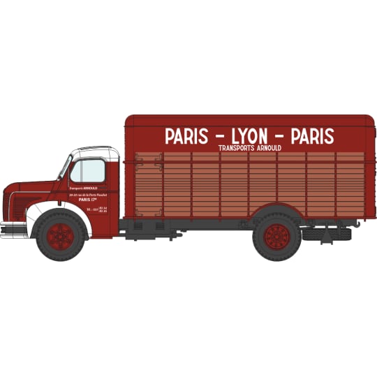 Véhicule [HO] : Camion BERLIET GLC 6, fourgon bois « TRANSPORT ARNOUD » – CB119