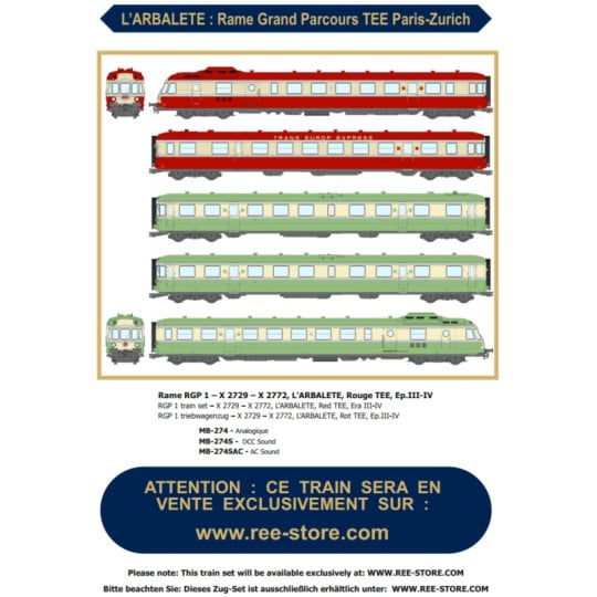[HO] :  Rame RGP 1 à 5 éléments - X2729 - X2772, L'ARBALETE, Rouge TEE, Ep.III-IV - AC SOUND - MB274SAC