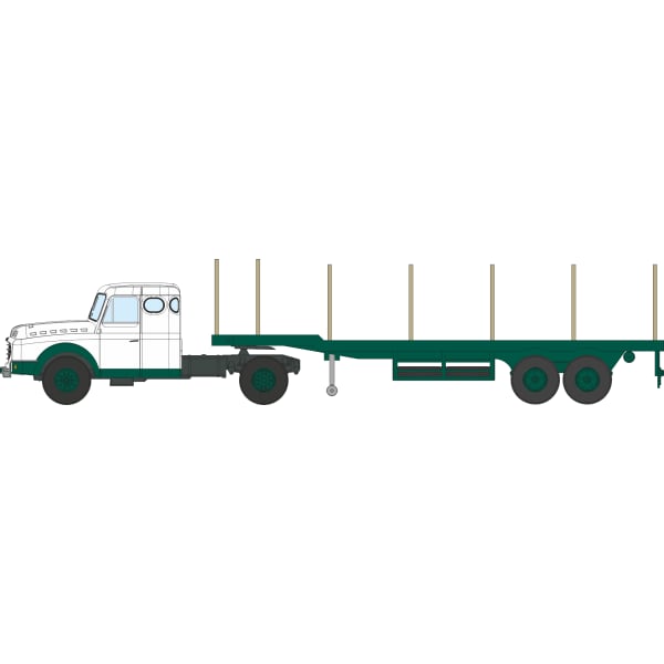 Véhicule [HO] : Camion Willeme tracteur couchette + Remorque à ridelles transport de bois – CB191