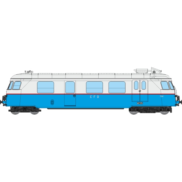 [HOe/HOm] : Autorail A80 D1 à caisse étroite des CF de Vendée N°704, 1 phare, bleu/gris Perle, DCC SOUND, Ep.III - VM059S