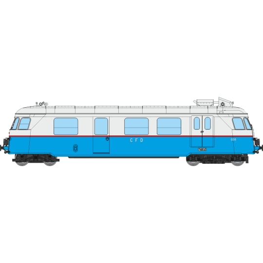 [HOe/HOm] : Autorail A80 D1 à caisse étroite des CF de Dordogne N°608, 1 phare, bleu/gris Perle, DCC SOUND, Ep.III - VM060S
