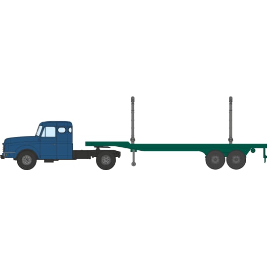 Véhicule [HO] : Camion Willeme tracteur couchette + Remorque transport de Grumes – CB193