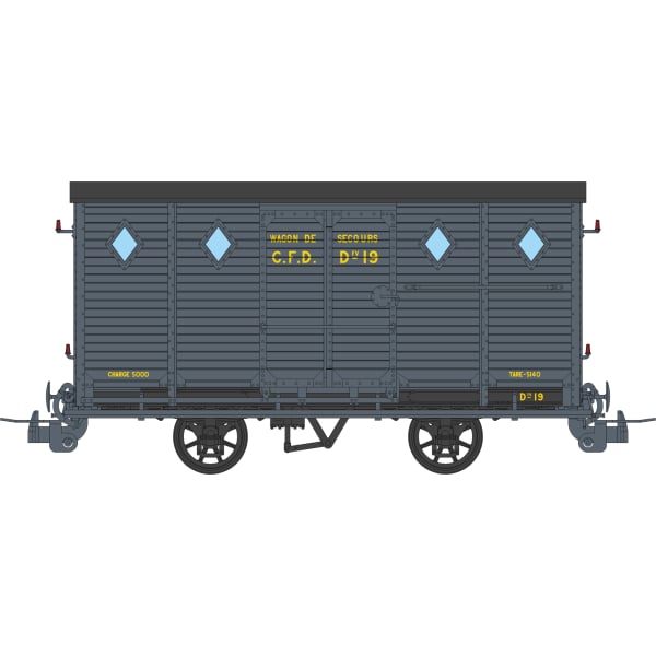 [HO] : Set de 3 wagons CDF train de secours (Couvert / Plat / Grue) Ep.III - REE VM063