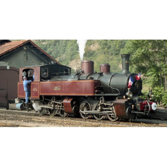 [HOm] : Vapeur MALLET 030-030 N°404 rouge et noire du Vivarais (machine préservée) DCC Sound - REE M404RS