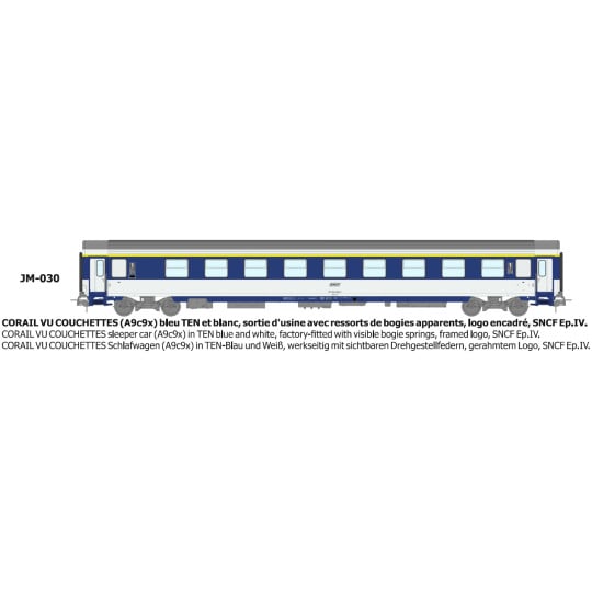[HO] : Voiture CORAIL A9c9x logo encadré - ressort d'origine Ep.IV - REE JM030