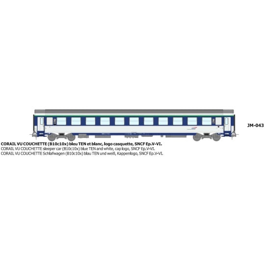 [HO] : Voiture CORAIL B10c10x logo casquette Ep.V-VI - REE JM043