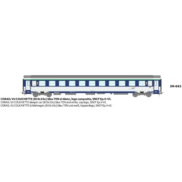 [HO] : Voiture CORAIL B10c10x logo casquette Ep.V-VI - REE JM043