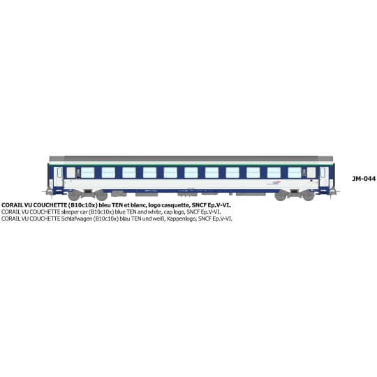 [HO] : Voiture CORAIL B10c10x logo casquette Ep.V-VI - REE JM044