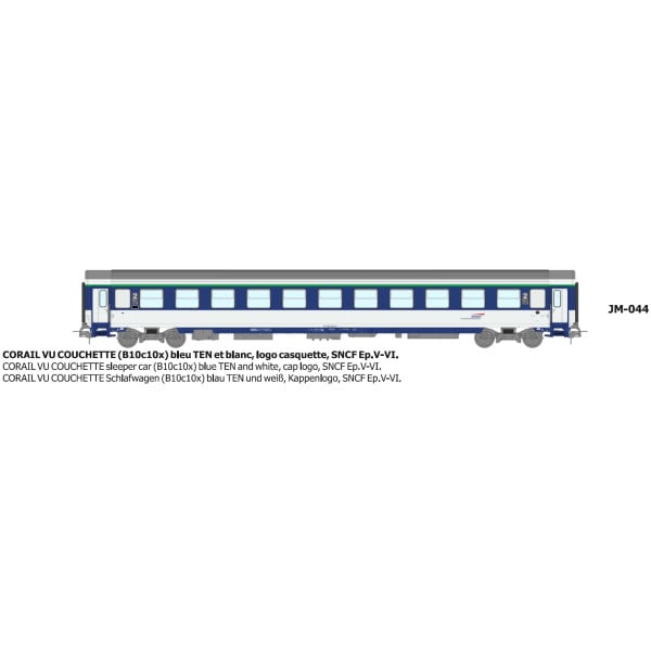 [HO] : Voiture CORAIL B10c10x logo casquette Ep.V-VI - REE JM044
