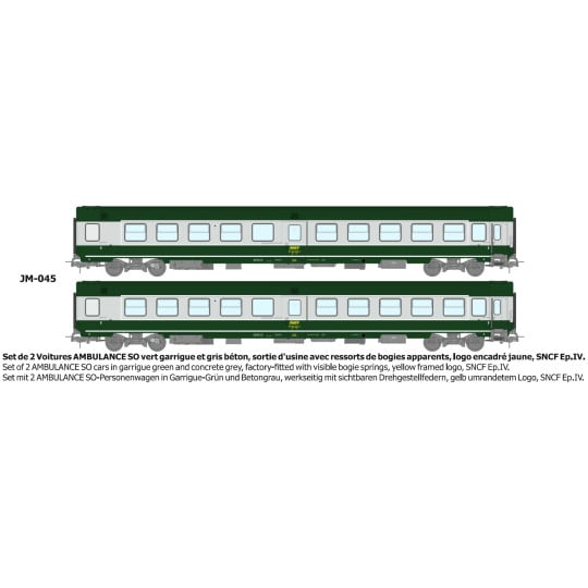 [HO] : Set de 2 Voitures AMBULANCE vert/gris logo encadré jaune Ep.IV - REE JM045