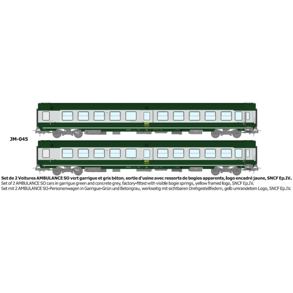 [HO] : Set de 2 Voitures AMBULANCE vert/gris logo encadré jaune Ep.IV - REE JM045