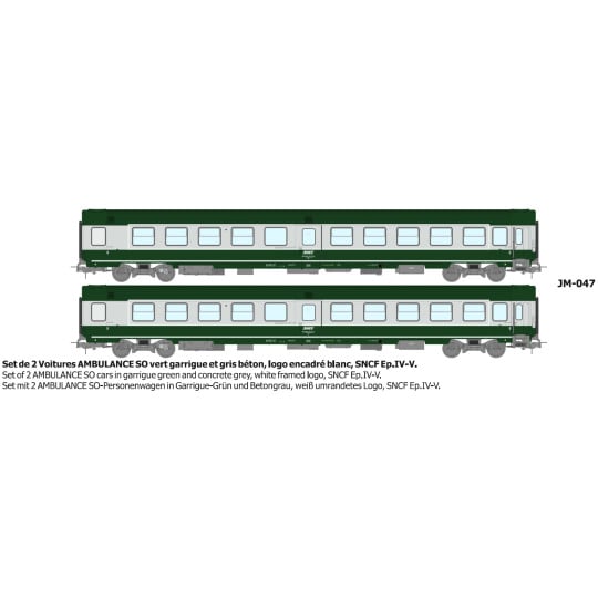 [HO] : Set de 2 Voitures AMBULANCE vert/gris logo encadré blanc Ep.IV-V - REE JM047